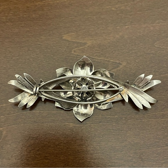Vintage Harry S Bick HSB Sterling silver floral leaves statement brooch pin - Picture 3 of 6